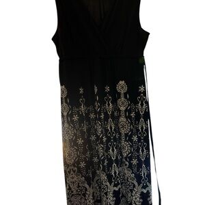 212 Collection Black Maxi Dress with White Printed Skirt